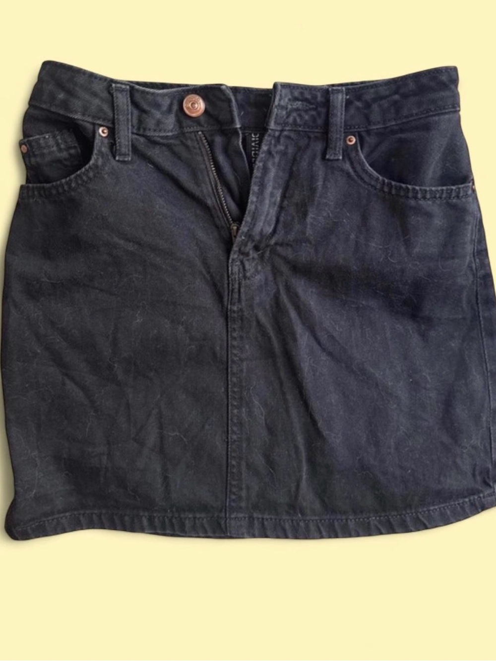 H&M Black Denim Mini Skirt A Line  Front Zip